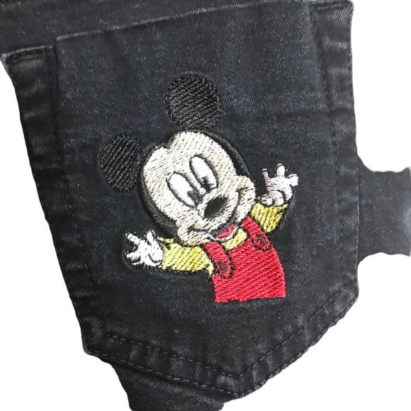 Mickey Mouse Embroidered Back Pocket Jeans Black Women Sz 32 Waist 31" - Picture 5 of 7